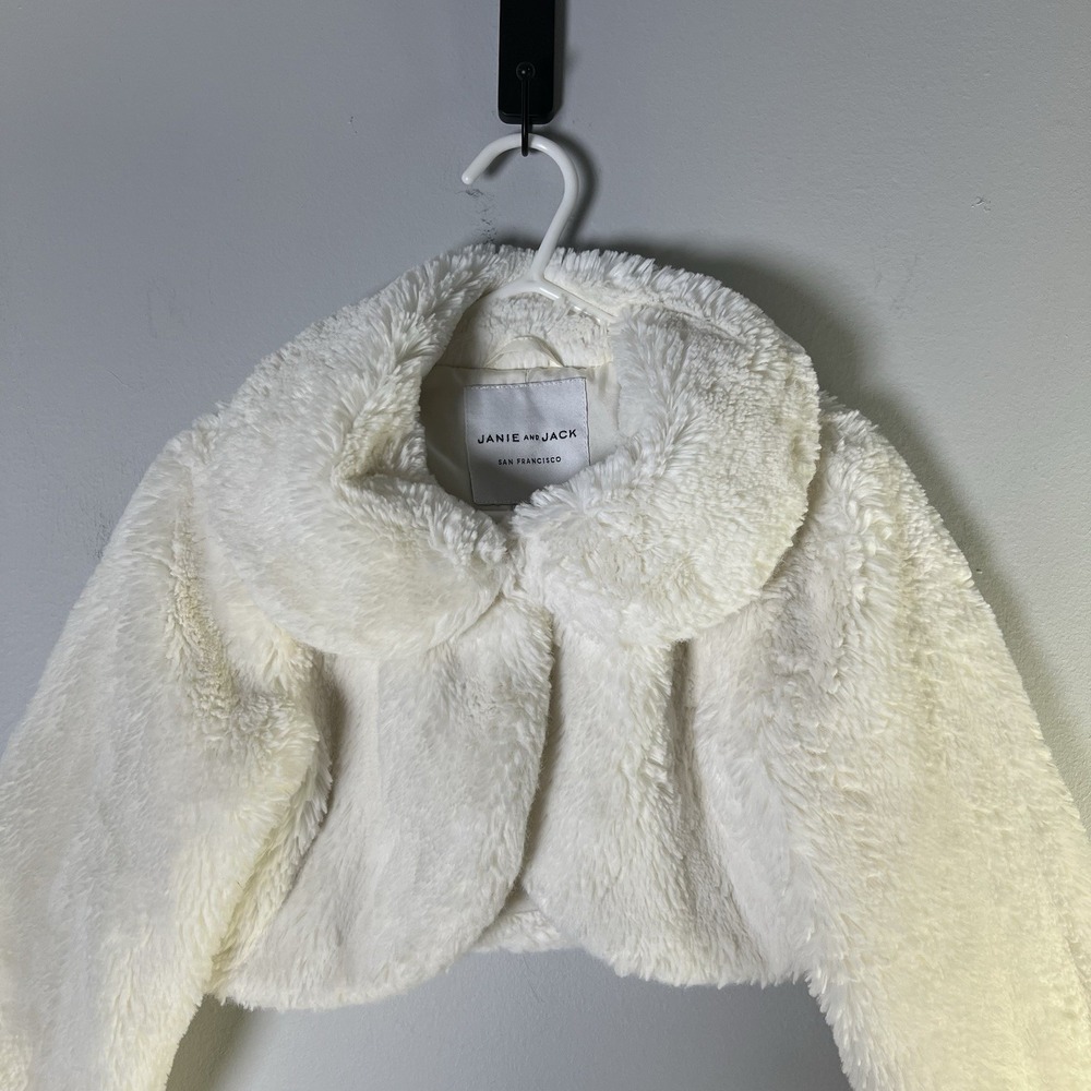 Janie & Jack Girls Sz 3 To‎ 4 Years Faux Fur White Jacket Holidays Special Event - Picture 2 of 12